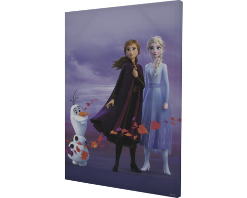 Leinwandbild mit Anna, Elsa und Olaf aus dem Film Die Eiskönigin 2