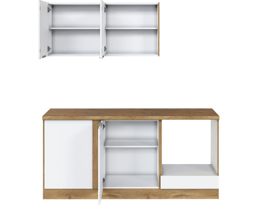 Unterschrank und Hängeschrank mit Türen und Regalen für die Küche