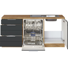 Küchenzeile mit Spüle, Geschirrspüler und Schubladen