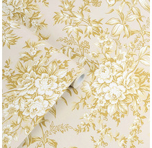 Tapete mit floralem Muster und gerollter Bahn