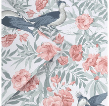 Tapete mit Blumenmuster und Vogelmotiven