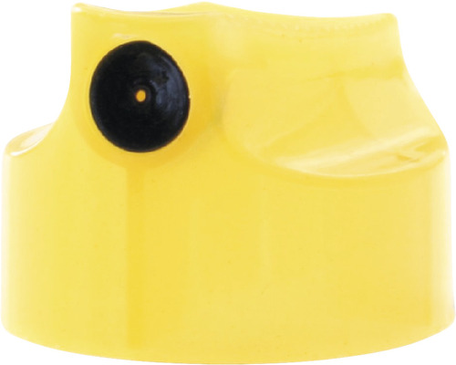 Gelbe Sprühkappe mit schwarzem Punkt