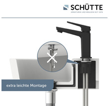 Schnittzeichnung eines Waschbeckens mit Armatur zur Verdeutlichung der einfachen Montage