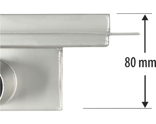Detailaufnahme eines Metallbauteils mit einer Höhenangabe von 80 Millimetern