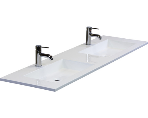 Waschtischplatte mit zwei Becken und Armaturen