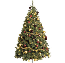 Geschmückter Christbaum mit Christbaumkugeln und Lichterkette