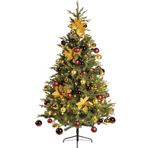 Geschmückter Weihnachtsbaum mit Lichtern und Christbaumkugeln