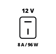 Schaltersymbol: 12 Volt, 8 Ampere, 96 Watt