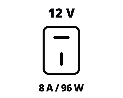 Schaltersymbol: 12 Volt, 8 Ampere, 96 Watt