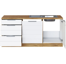 Küchenzeile mit Spüle, Schubladen und Schrank