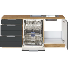 Küchenzeile mit Spüle, Geschirrspüler und Schubladen