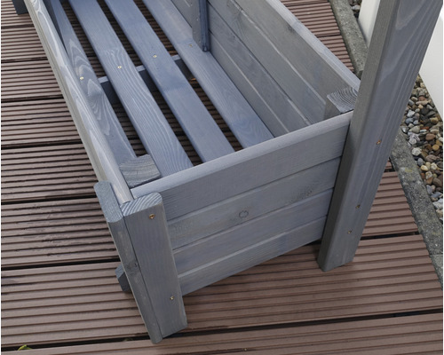 Detailansicht eines Blumenkastens aus Holz