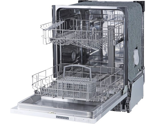 Geöffneter Geschirrspüler mit zwei Körben