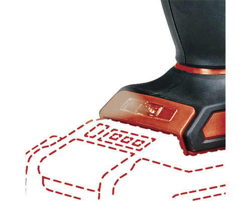 Detailansicht eines Akku-Werkzeugs mit angedeuteter Akku-Form