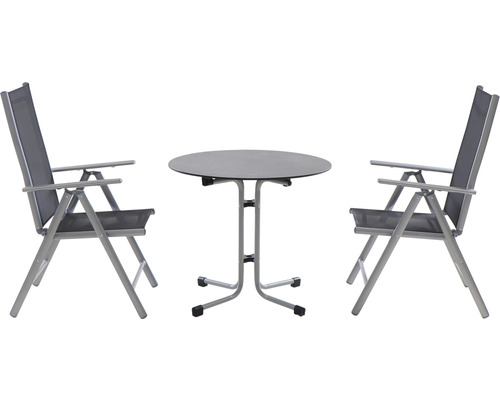 Gartengarnitur mit Klapptisch und zwei Klappstühlen