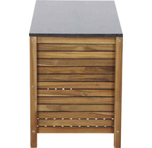 Gartenschrank aus Holz mit grauer Platte