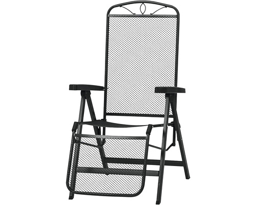 Gartenstuhl aus Metall mit Armlehnen und Fußstütze