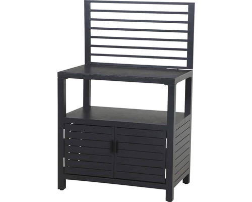 Gartentisch mit Stauraum und horizontalen Lamellen