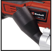 Detailaufnahme einer Einhell Werkzeugmaschine mit Staubabsaugung und Einhell Logo.