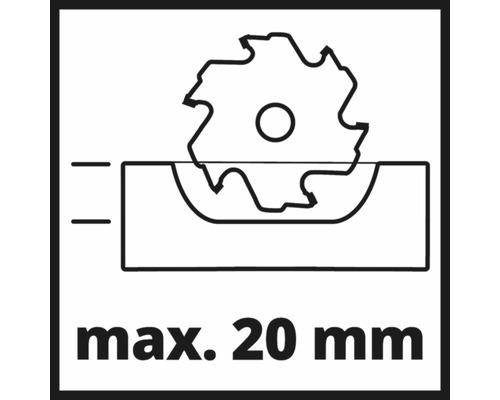 Maximale Schnitttiefe 20 Millimeter Symbol