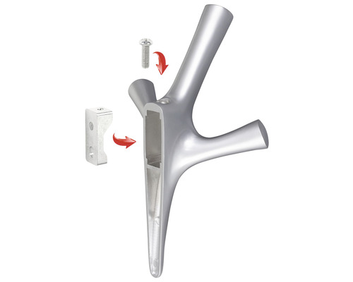 Garderobenhaken aus Metall mit Schraube und Halterung zur Wandmontage