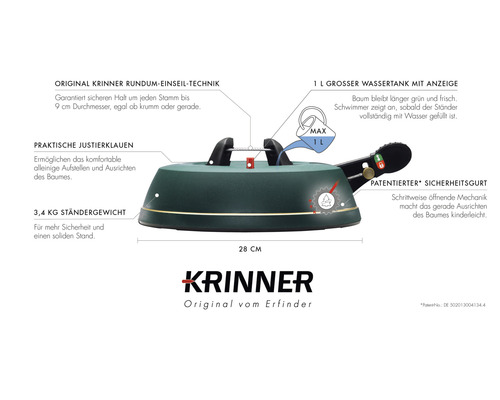 Krinner Christbaumständer mit 1 Liter Wassertank und Sicherheitsgurt