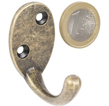 Metall Kleiderhaken mit Euro-Münze als Größenvergleich