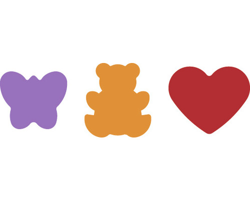 Dekorationselemente in Schmetterlings-, Teddybär- und Herzform