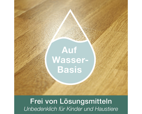 Auf Wasserbasis. Frei von Lösungsmitteln, unbedenklich für Kinder und Haustiere.