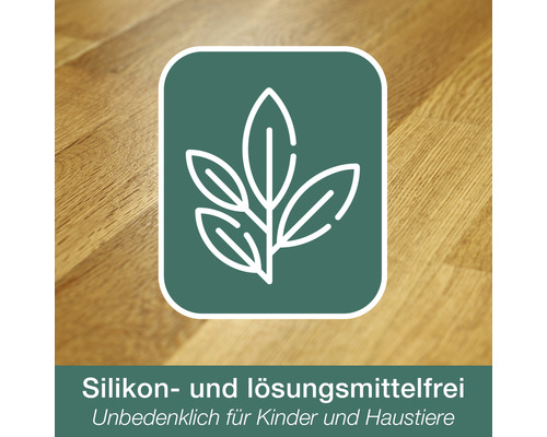 Symbol: Silikon- und lösungsmittelfrei, unbedenklich für Kinder und Haustiere