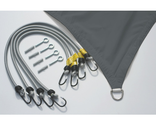 Sonnensegel mit Befestigungszubehör, inklusive Spannseile, Haken und Schrauben