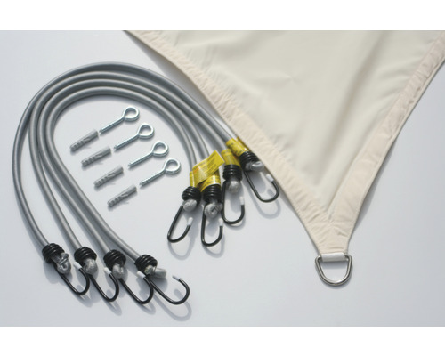 Sonnensegel mit Spanngurten und Befestigungsmaterial