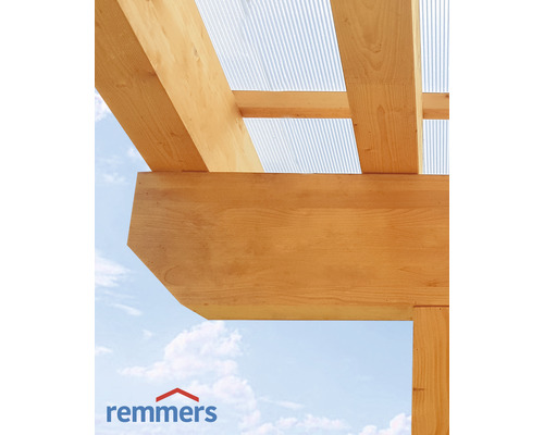 Holzkonstruktion mit transparenten Dachplatten