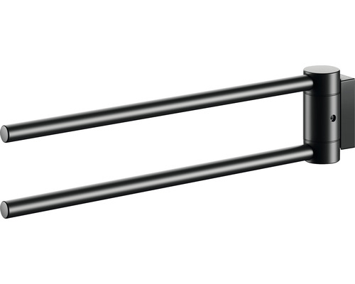 Handtuchstange Keuco Plan Black Selection 2,8x30x6,9 cm schwenkbar schwarz matt Doppelter Handtuchhalter zur Wandmontage