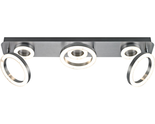 LED Deckenleuchte FLAIR Adhara 26 W 3135 lm 3000 K warmweiß 1-flammig IP 20 chrom Deckenleuchte mit drei runden LED Spots