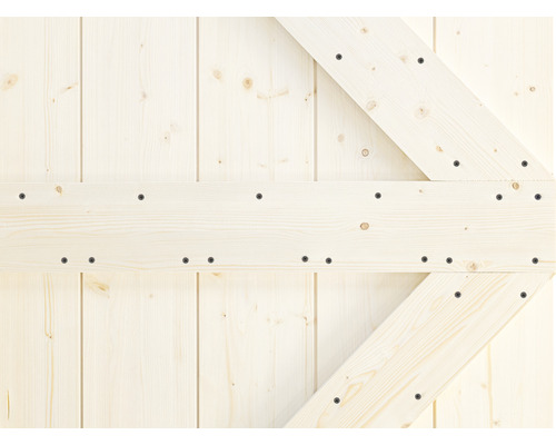 Holztür mit Z-Strebe und Schrauben