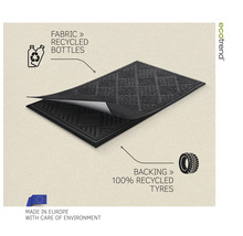 Fußmatte aus Recyclingmaterial mit recycelten Flaschen und Reifen