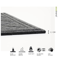 Fußmatte mit einer Dicke von 1,1 cm, reinigt getrockneten Schmutz, absorbiert Feuchtigkeit, strapazierfähig, für jedes Wetter geeignet und leicht zu reinigen.