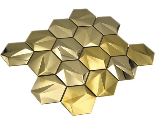 Goldfarbene Mosaikfliesen in sechseckiger Form