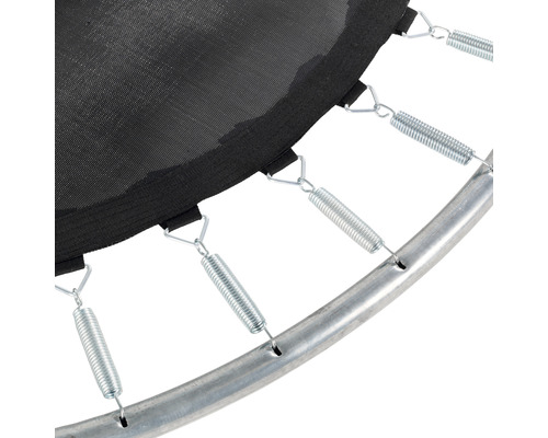 Detailaufnahme einer Trampolinmatte mit Federn und Rahmen