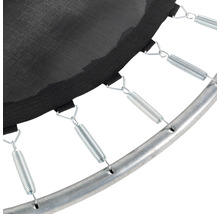 Detailaufnahme von Trampolinfeder, Sprungtuch und Rahmen