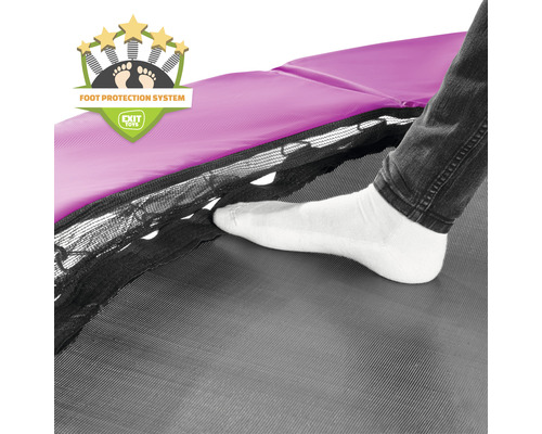 Detailaufnahme eines Trampolins mit Fußschutzsystem