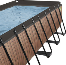 Aufstellpool mit Holzoptik und schwarzem Rahmen