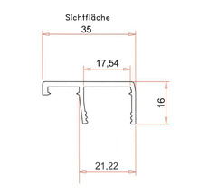 Technische Zeichnung eines Profils mit Maßangaben