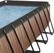 Detailansicht eines rechteckigen Frame Pools mit Holzoptik