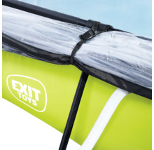Detailansicht einer EXIT Toys Poolabdeckung mit Befestigung am Poolrahmen