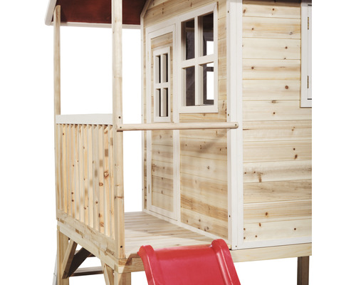 Holzspielhaus mit Rutsche für Kinder