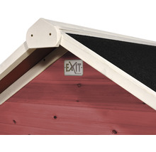 Detailansicht eines Gartenhauses mit EXIT Logo