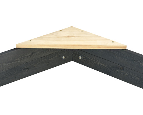 Detailansicht einer Eckverbindung aus Holz mit Schrauben