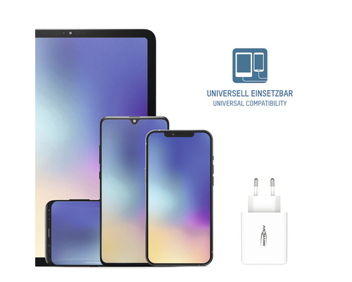 Ansmann Ladegerät mit Tablet und Mobiltelefonen